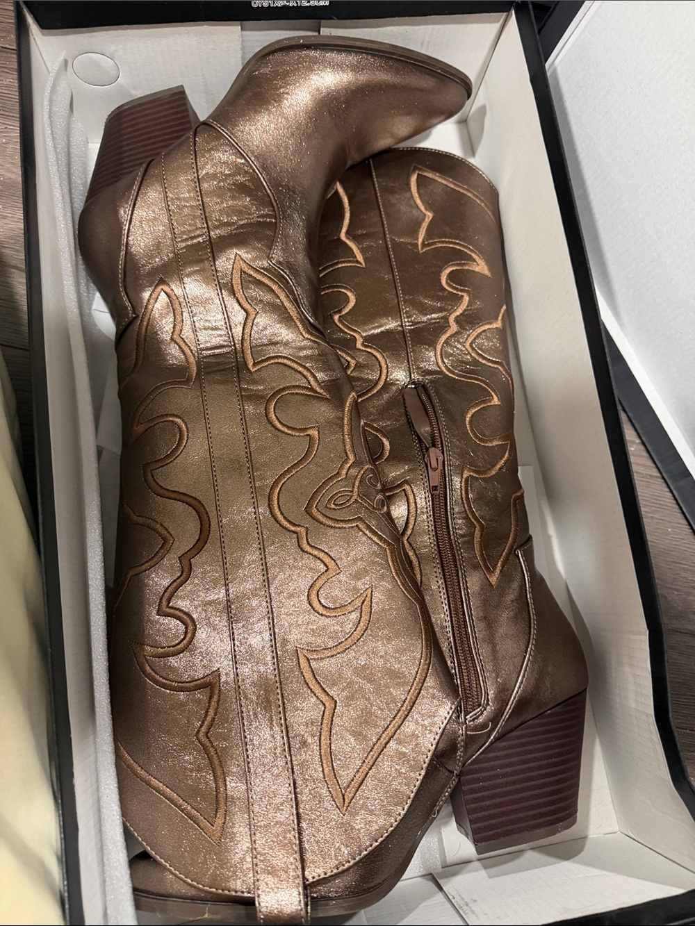 Windsor Metallic Bronze Western-Style Ankle Boots